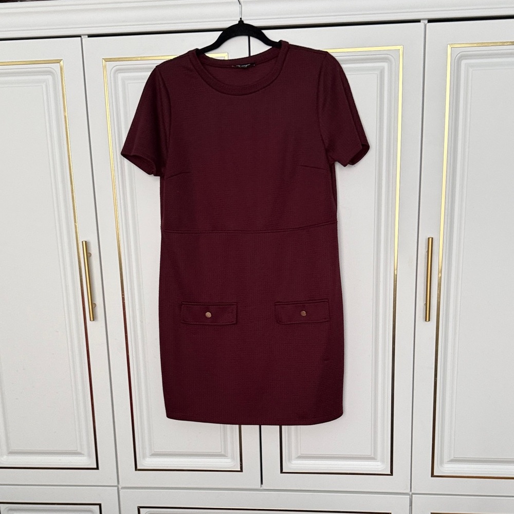 Buy 5 for 10$❗️Chic Maroon Mini Dress - Picture 2 of 3